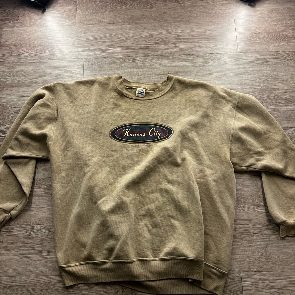 Jerzees Tan Crewneck Sweater Classic Casual Fit